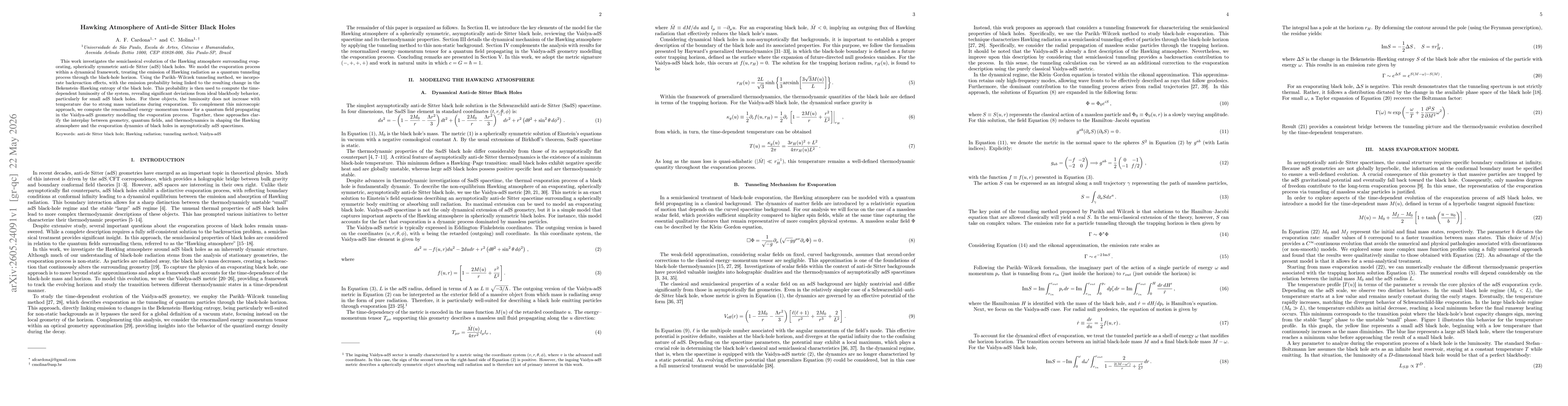 Thumbnail for Hawking atmosphere of anti-de Sitter black holes