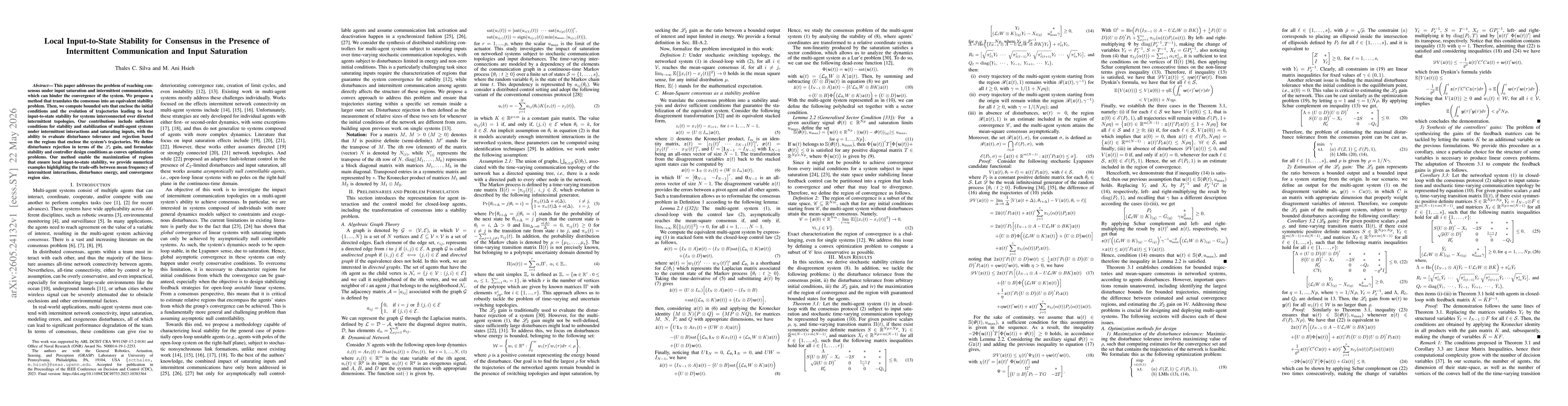 Thumbnail for Local Input-to-State Stability for Consensus in the Presence of Intermittent Communication and Input Saturation