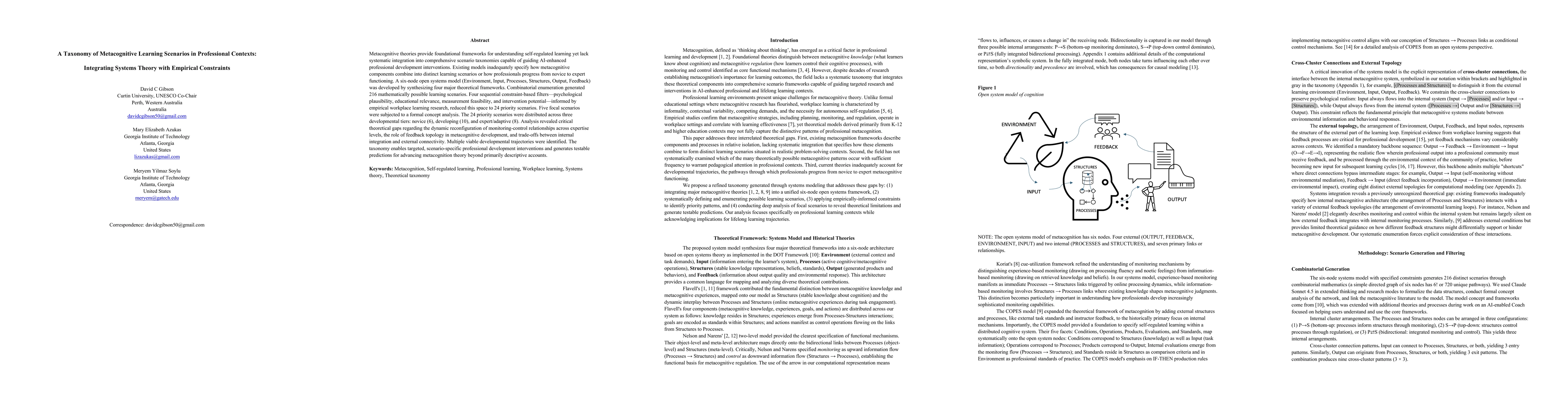 Thumbnail for A Taxonomy of Metacognitive Learning Scenarios in Professional Contexts: Integrating Systems Theory with Empirical Constraints