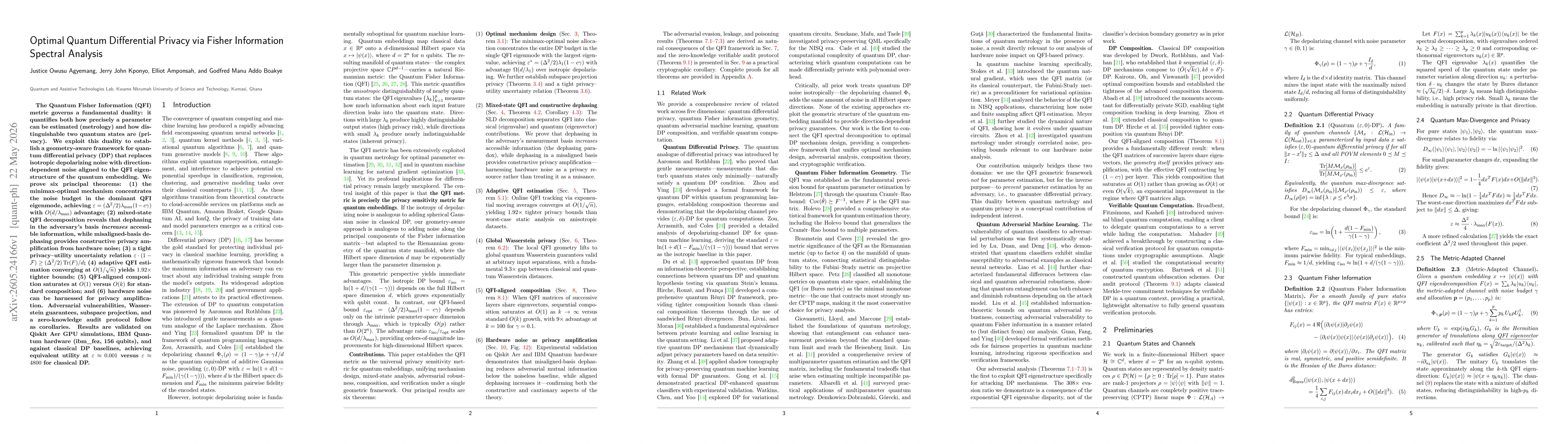 Thumbnail for Optimal Quantum Differential Privacy via Fisher Information Spectral Analysis