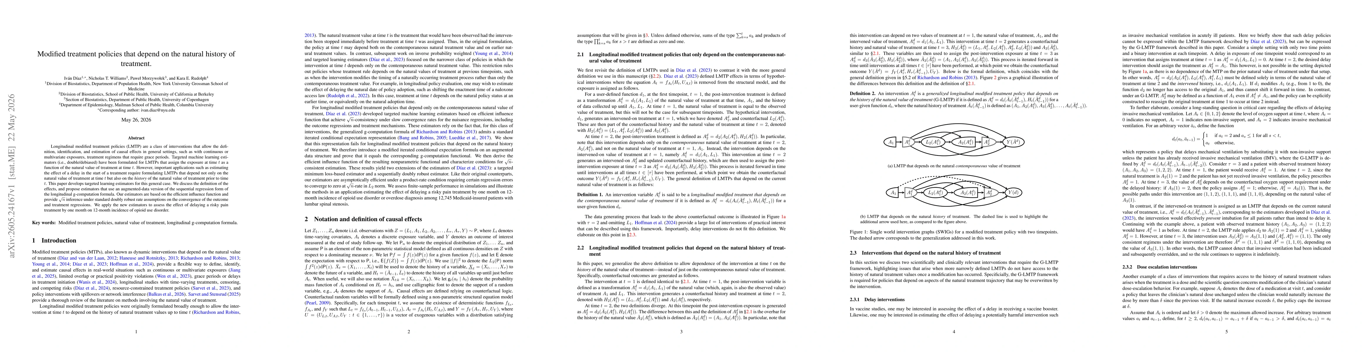 Thumbnail for Modified treatment policies that depend on the natural history of treatment