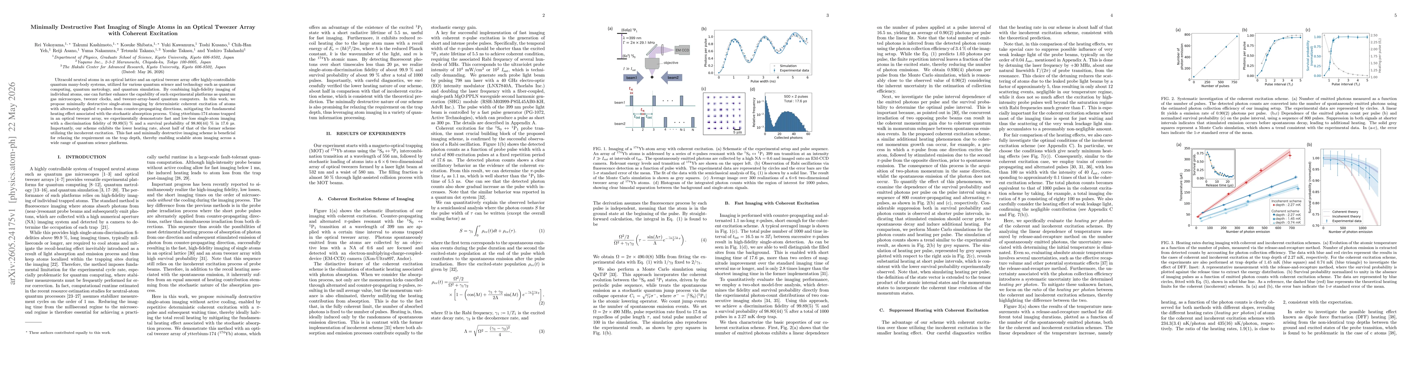Thumbnail for Minimally Destructive Fast Imaging of Single Atoms in an Optical Tweezer Array with Coherent Excitation