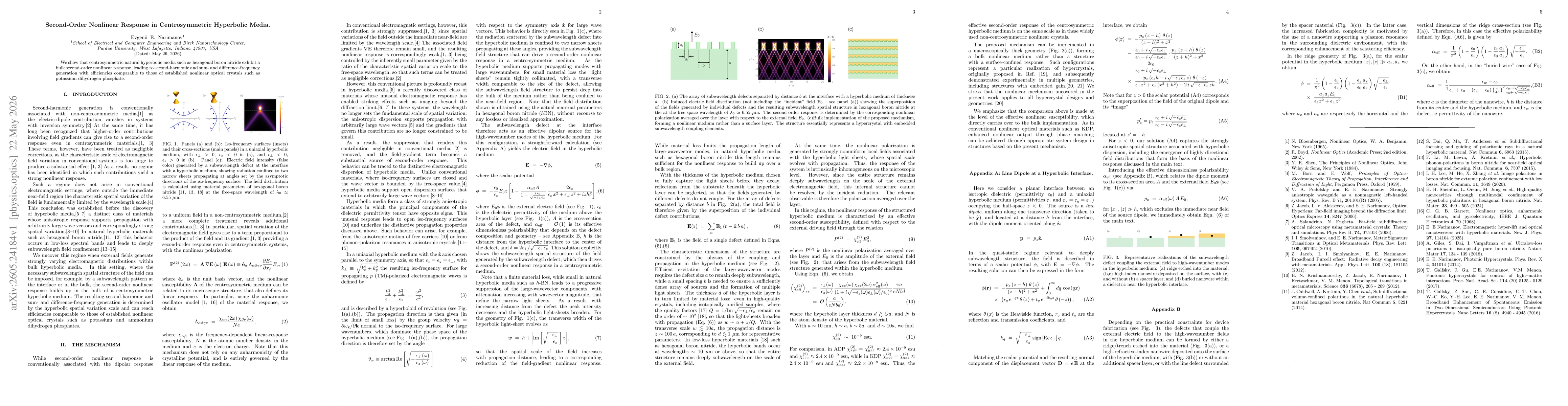 Thumbnail for Second-Order Nonlinear Response in Centrosymmetric Hyperbolic Media