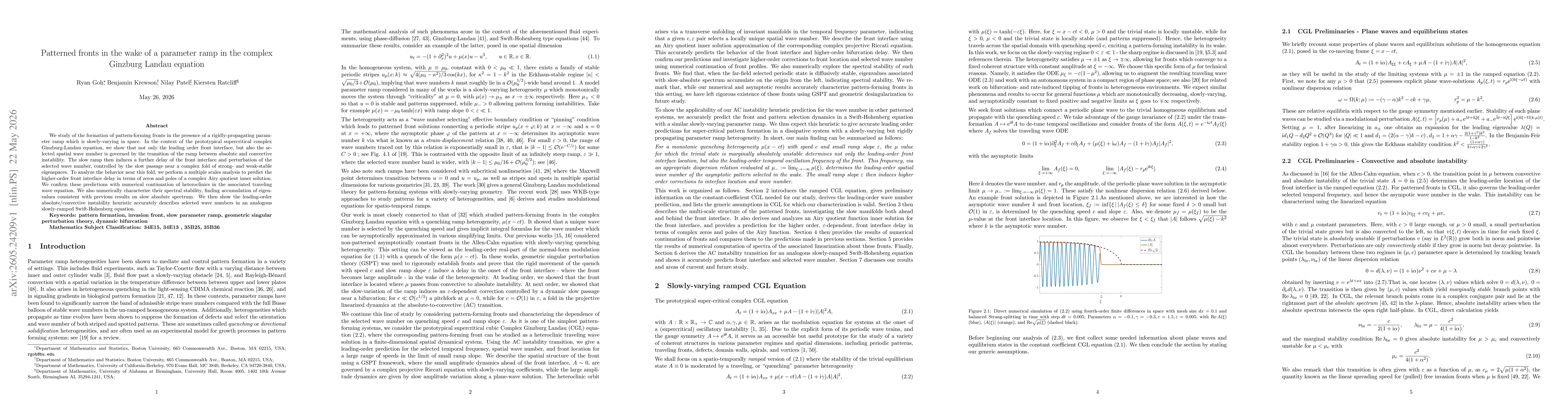 Thumbnail for Patterned fronts in the wake of a parameter ramp in the complex Ginzburg Landau equation