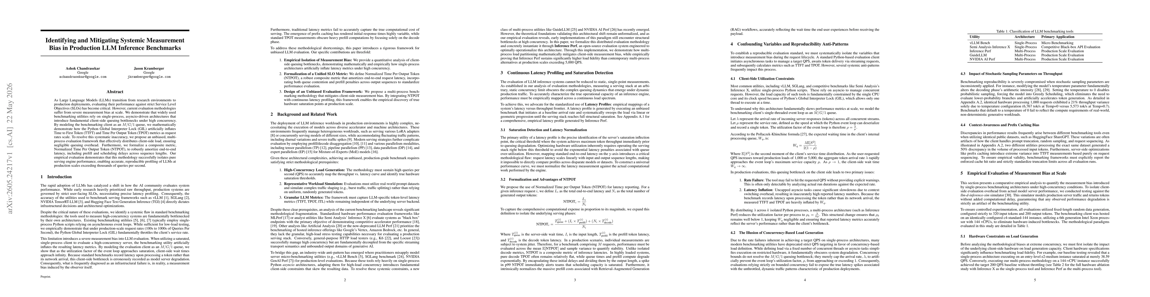 Thumbnail for Identifying and Mitigating Systemic Measurement Bias in Production LLM Inference Benchmarks