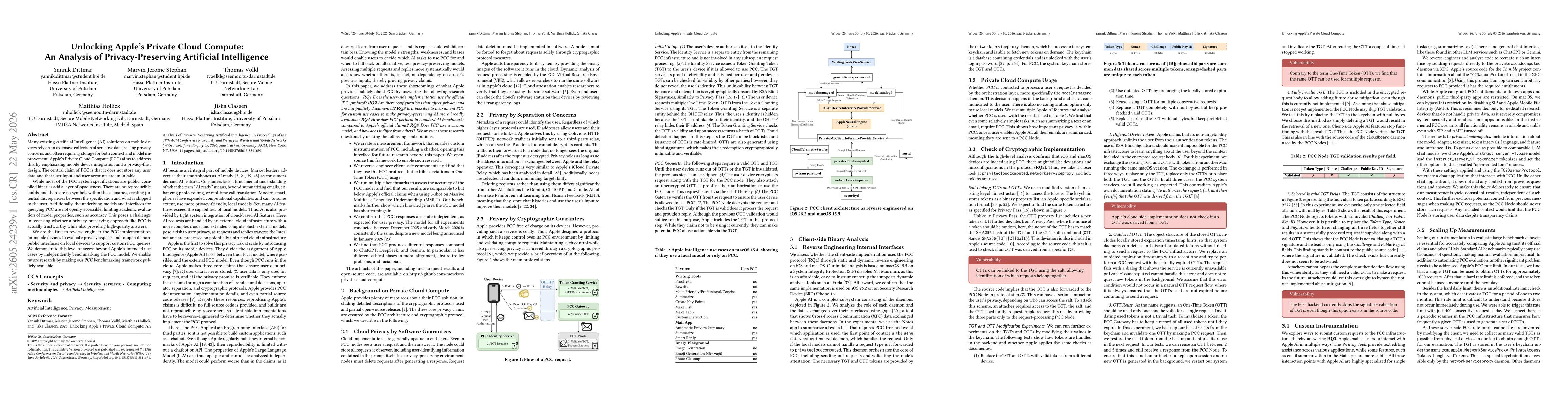 Thumbnail for Unlocking Apple's Private Cloud Compute: An Analysis of Privacy-Preserving Artificial Intelligence