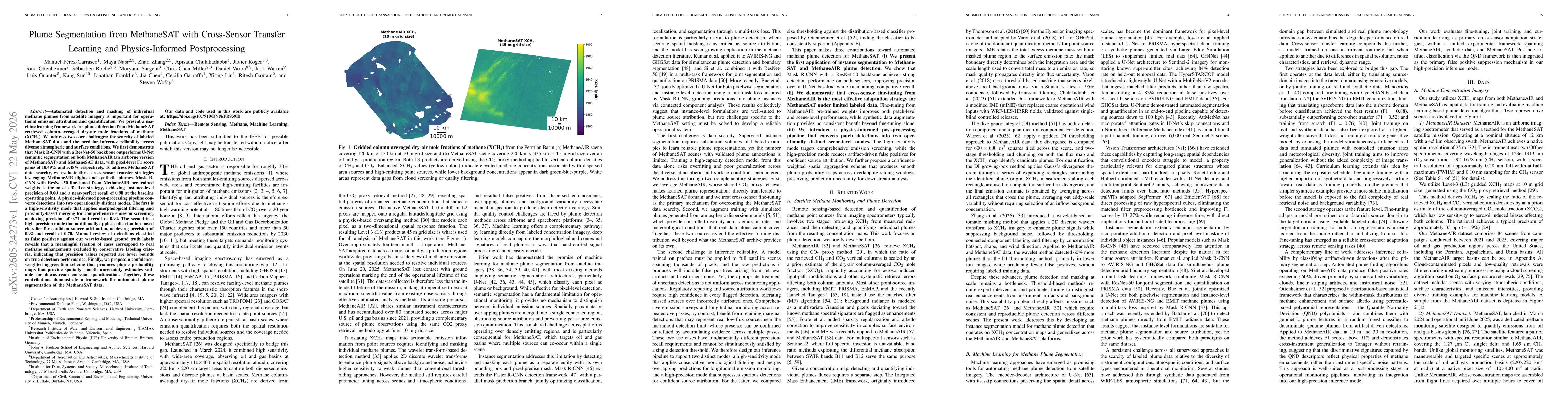 Thumbnail for Plume Segmentation from MethaneSAT with Cross-Sensor Transfer Learning and Physics-Informed Postprocessing