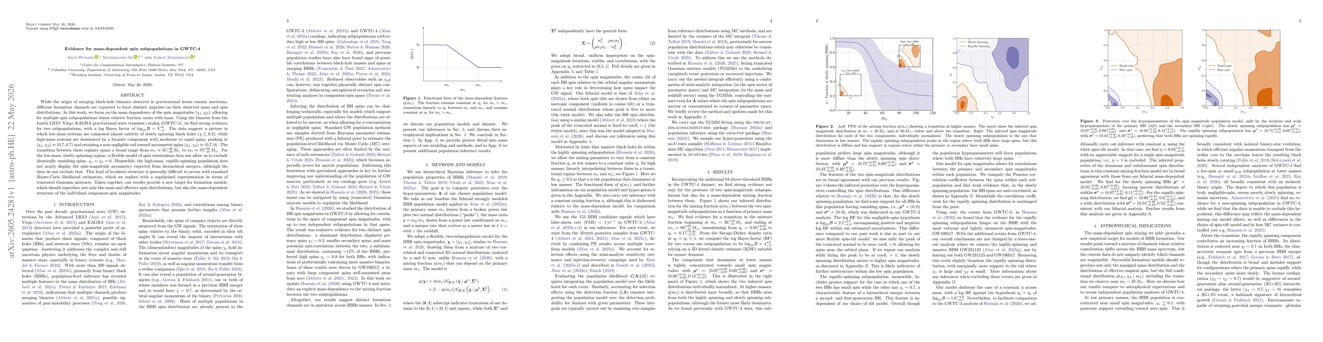 Thumbnail for Evidence for mass-dependent spin subpopulations in GWTC-4