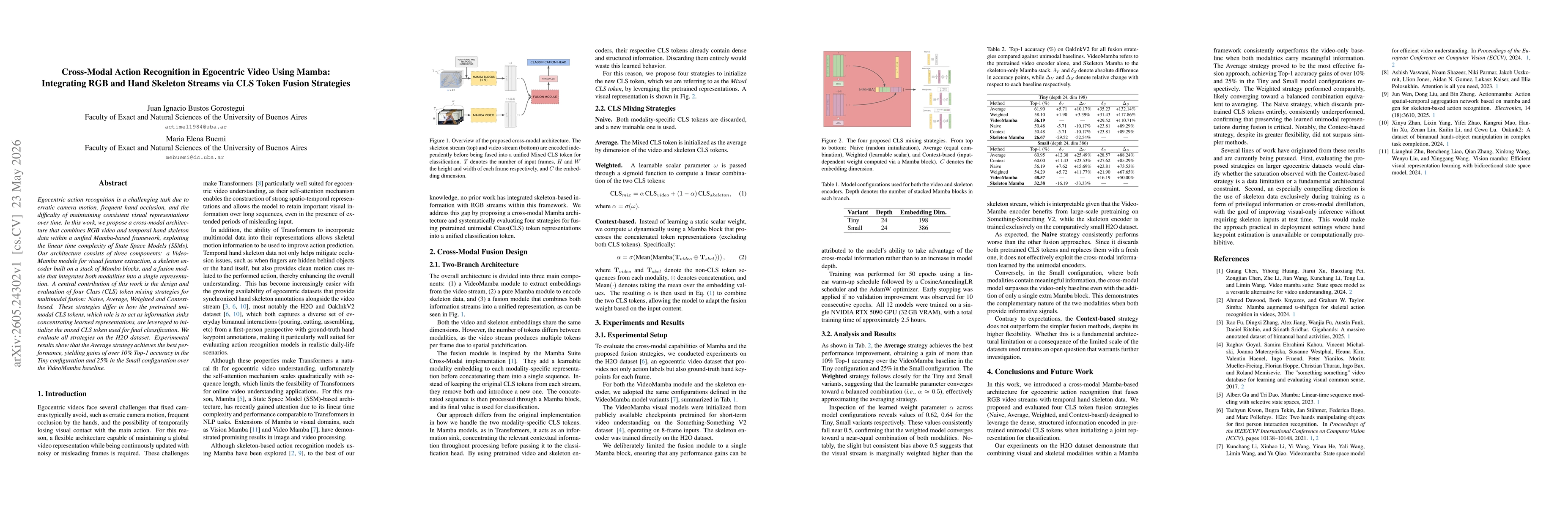 Thumbnail for Cross-Modal Action Recognition in Egocentric Video Using Mamba: Integrating RGB and Hand Skeleton Streams via CLS Token Fusion Strategies