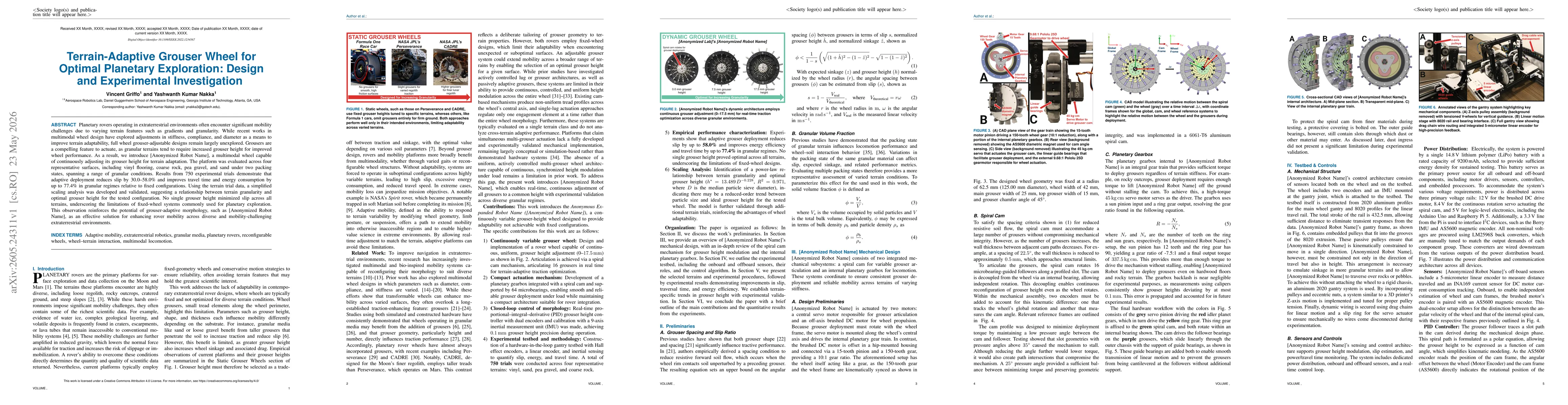 Thumbnail for Terrain-Adaptive Grouser Wheel for Optimal Planetary Exploration: Design and Experimental Investigation