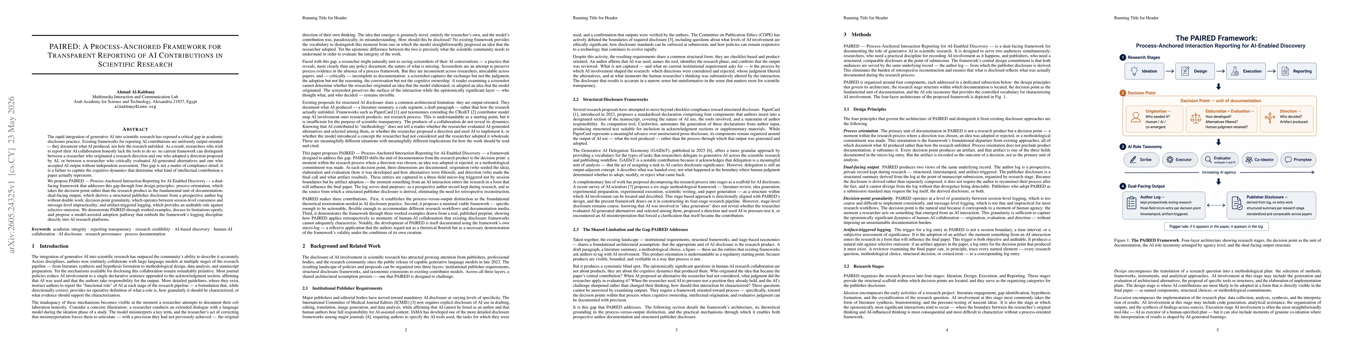 Thumbnail for PAIRED: A Process-Anchored Framework for Transparent Reporting of AI Contributions in Scientific Research