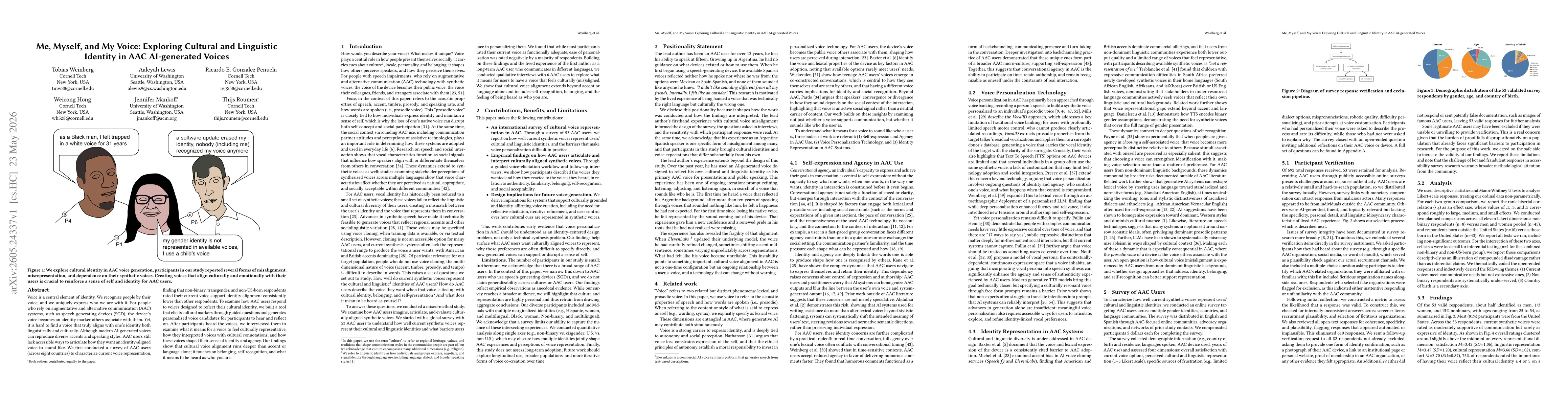 Thumbnail for Me, Myself, and My Voice: Exploring Cultural and Linguistic Identity in AAC AI-generated Voices