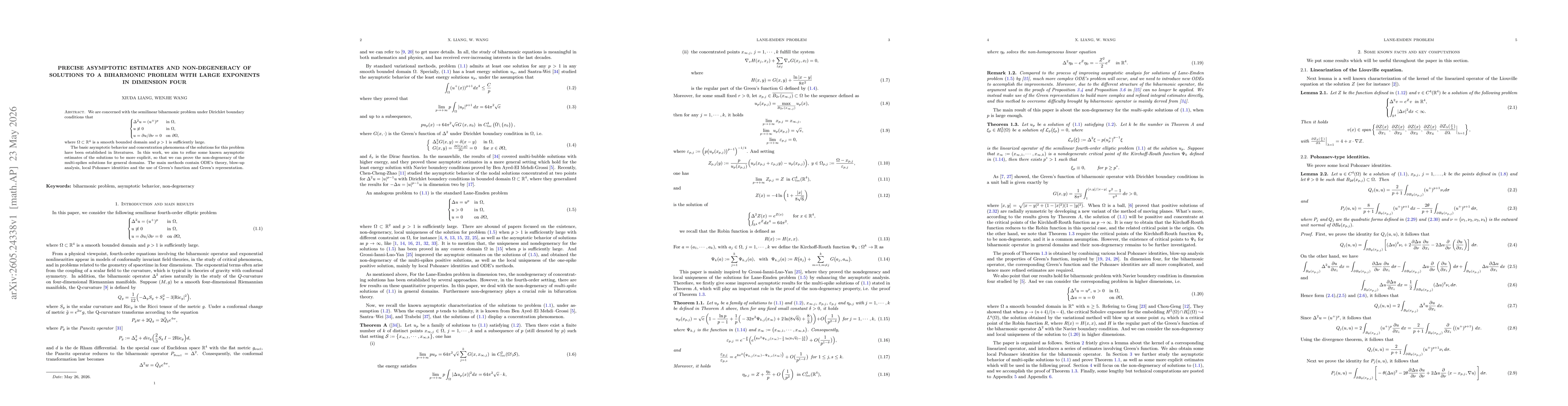 Thumbnail for Precise asymptotic estimates and non-degeneracy of solutions to a biharmonic problem with large exponents in dimension four