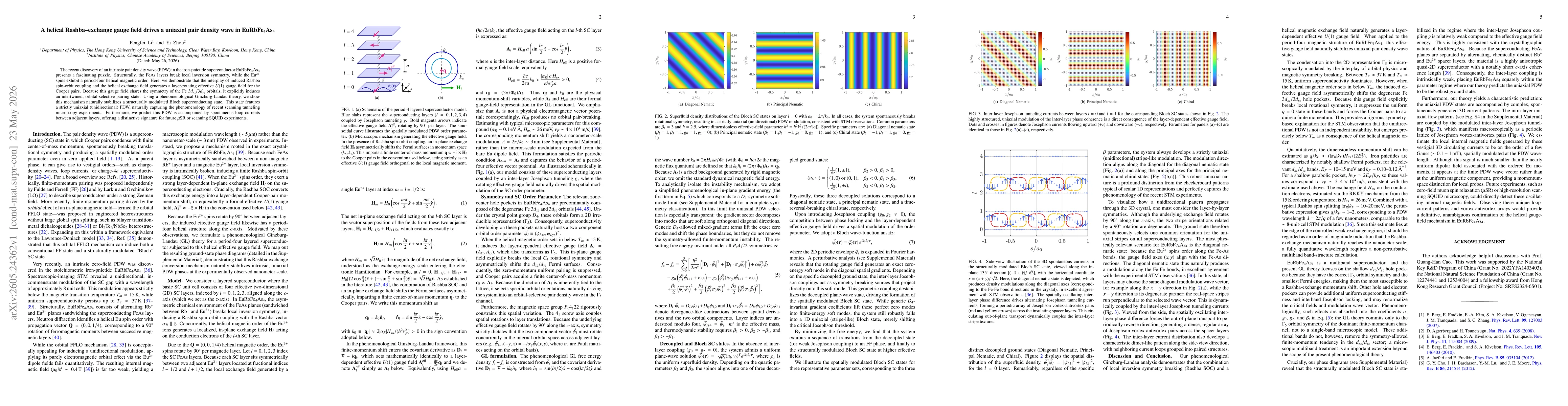 Thumbnail for A helical Rashba--exchange gauge field drives a uniaxial pair density wave in EuRbFe$_4$As$_4$