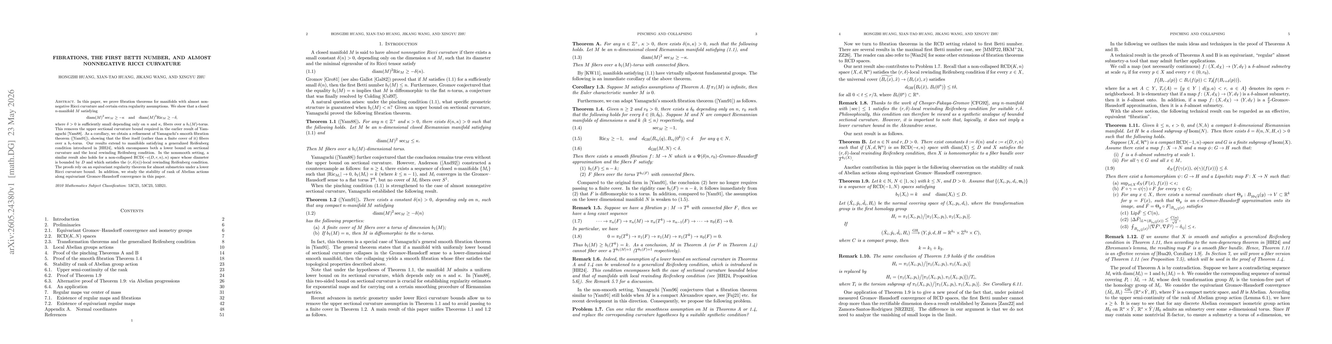 Thumbnail for Fibrations, the First Betti Number, and Almost Nonnegative Ricci Curvature