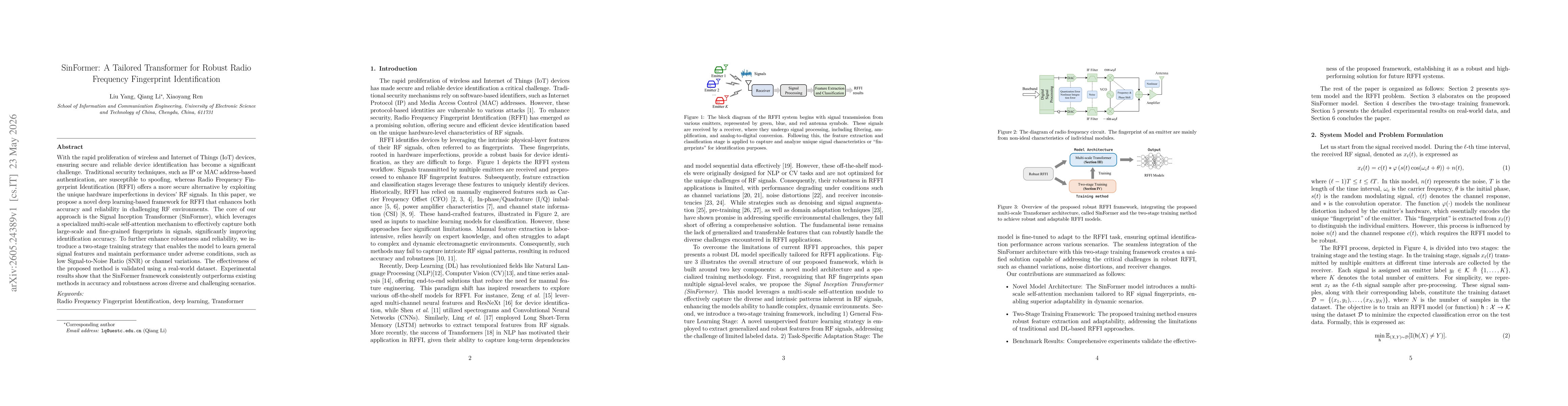 Thumbnail for SinFormer: A Tailored Transformer for Robust Radio Frequency Fingerprint Identification