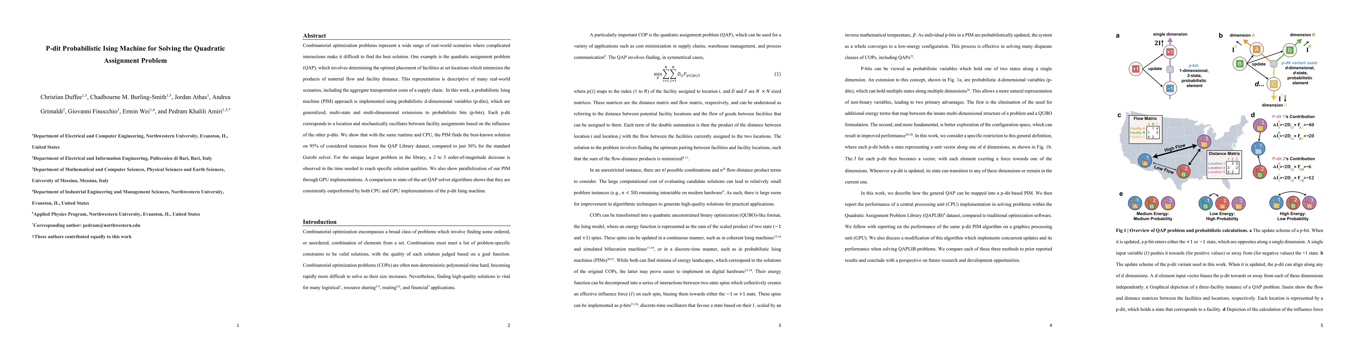 Thumbnail for P-dit Probabilistic Ising Machine for Solving the Quadratic Assignment Problem