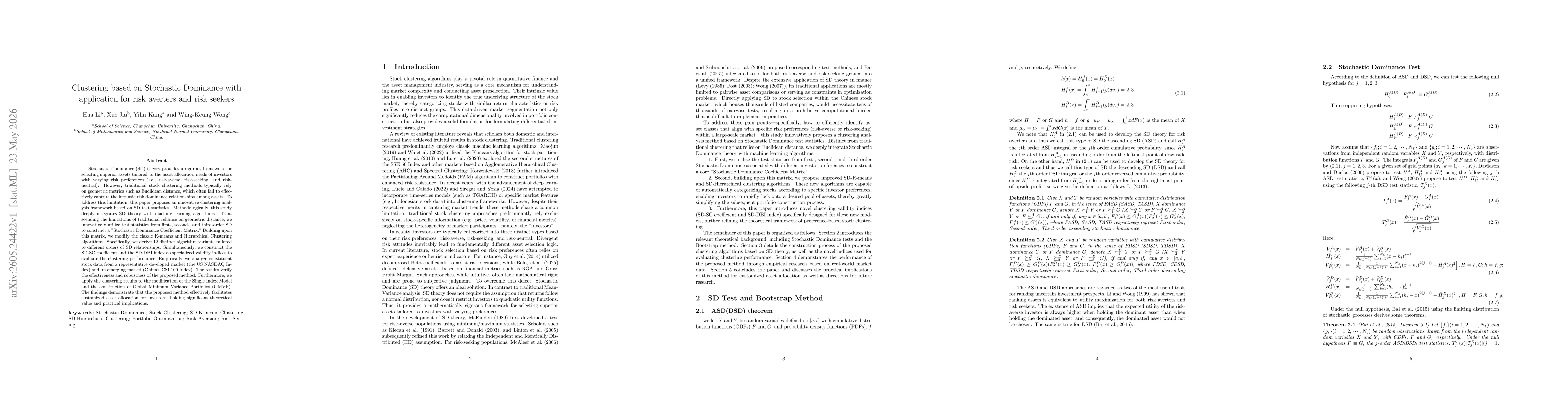 Thumbnail for Clustering based on Stochastic Dominance with application for risk averters and risk seekers