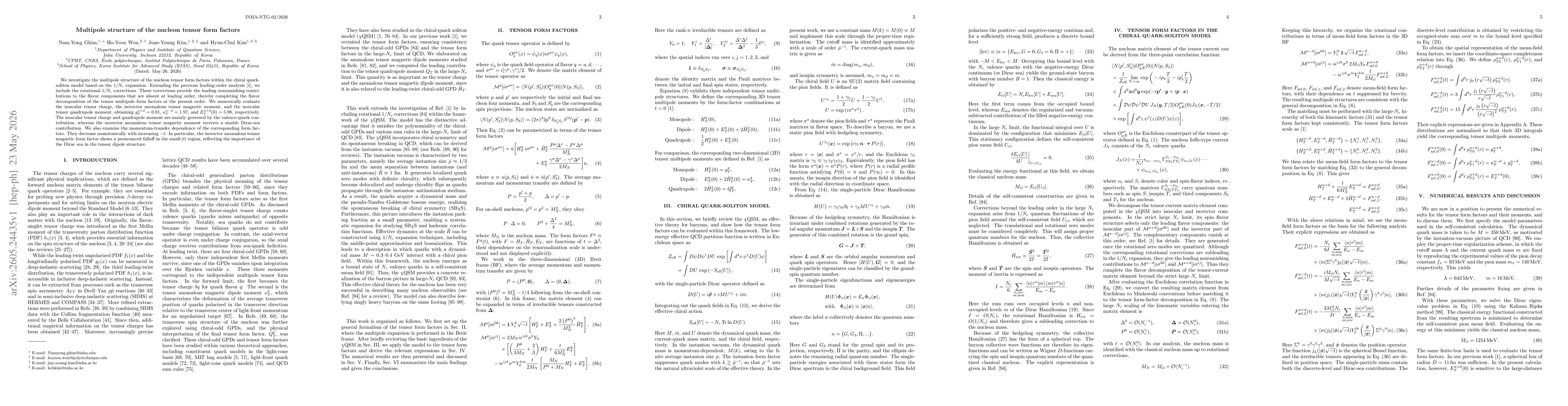 Thumbnail for Multipole structure of the nucleon tensor form factors