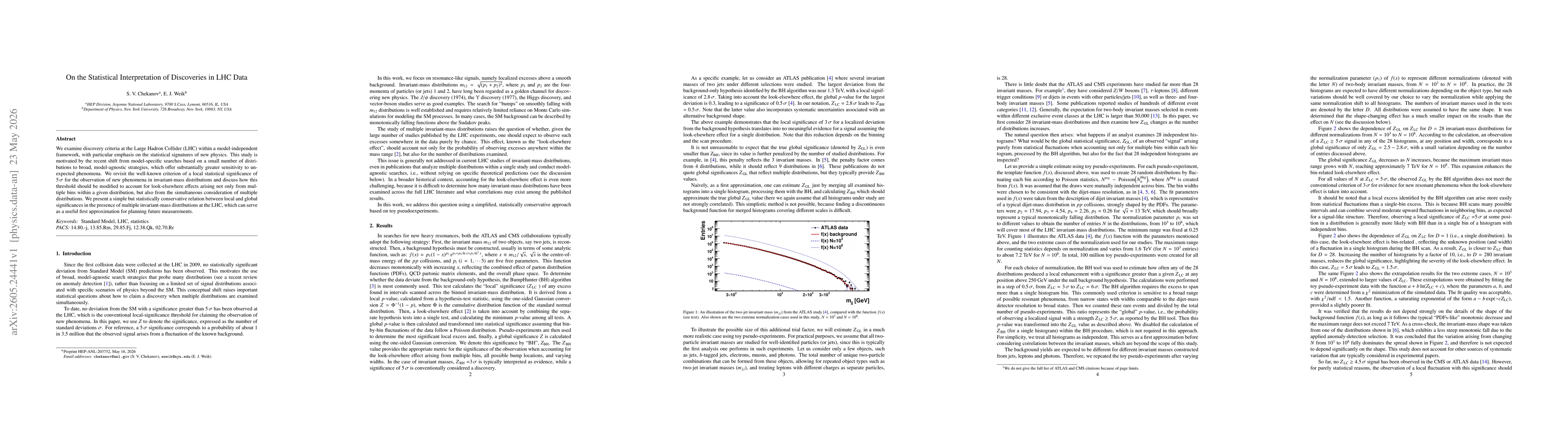 Thumbnail for On the Statistical Interpretation of Discoveries in LHC Data
