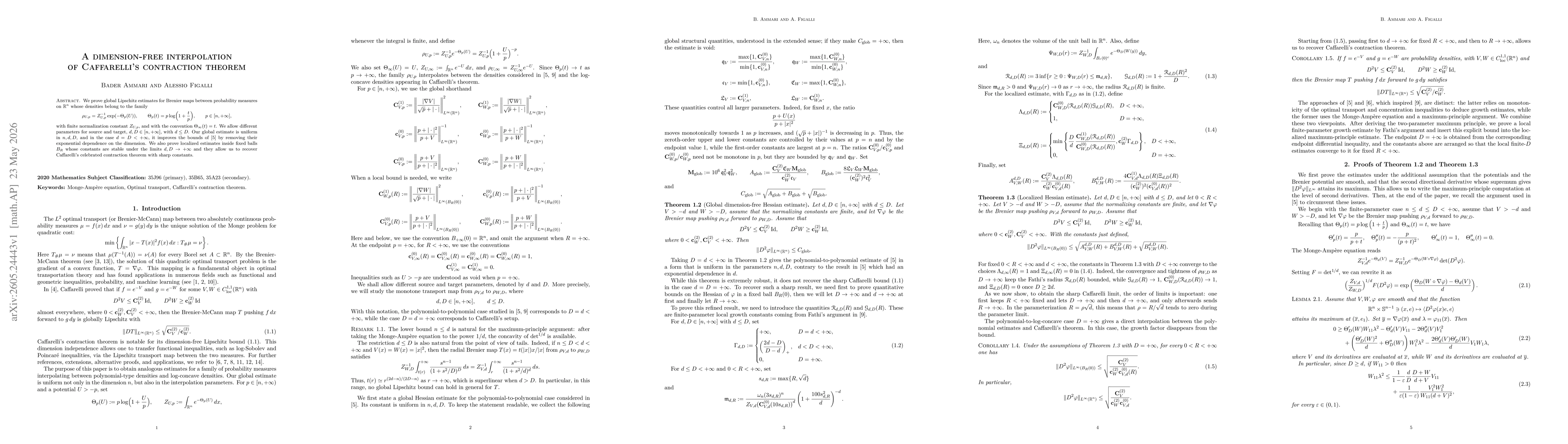 Thumbnail for A dimension-free interpolation of Caffarelli's contraction theorem