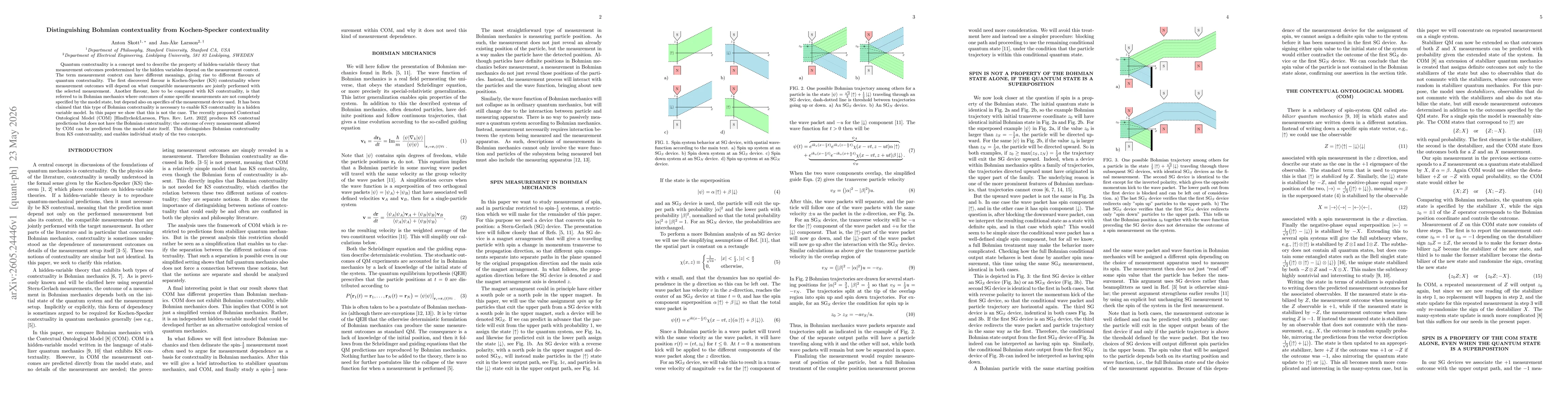 Thumbnail for Distinguishing Bohmian contextuality from Kochen-Specker contextuality