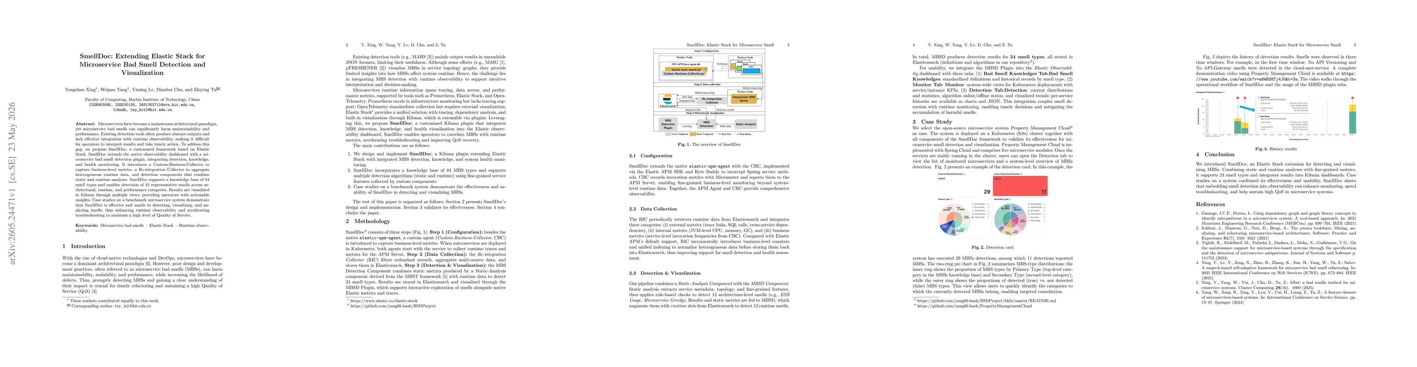 Thumbnail for SmellDoc: Extending Elastic Stack for Microservice Bad Smell Detection and Visualization