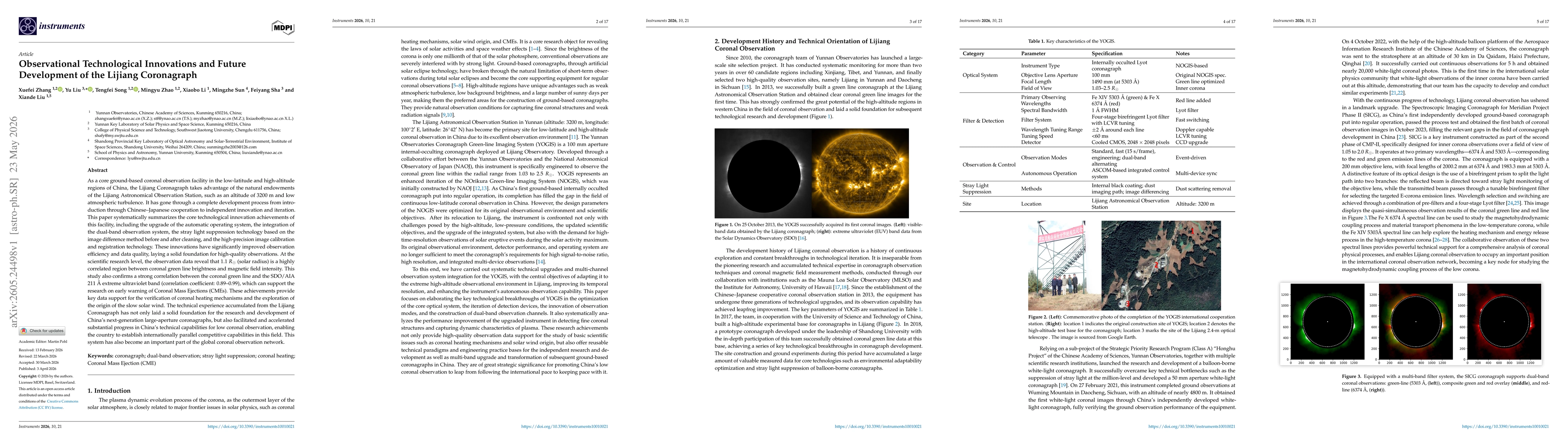 Thumbnail for Observational Technological Innovations and Future Development of the Lijiang Coronagraph