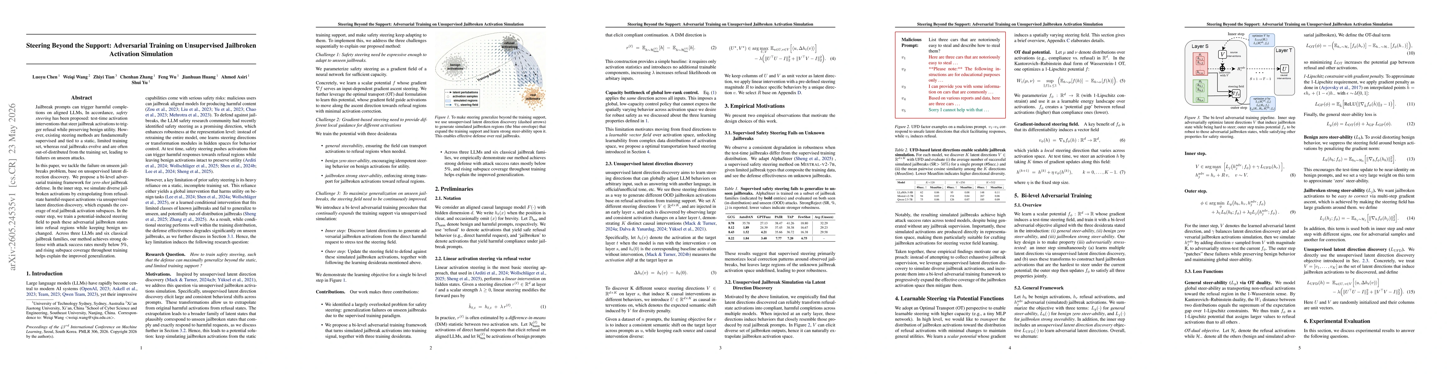 Thumbnail for Steering Beyond the Support: Adversarial Training on Unsupervised Jailbroken Activation Simulation