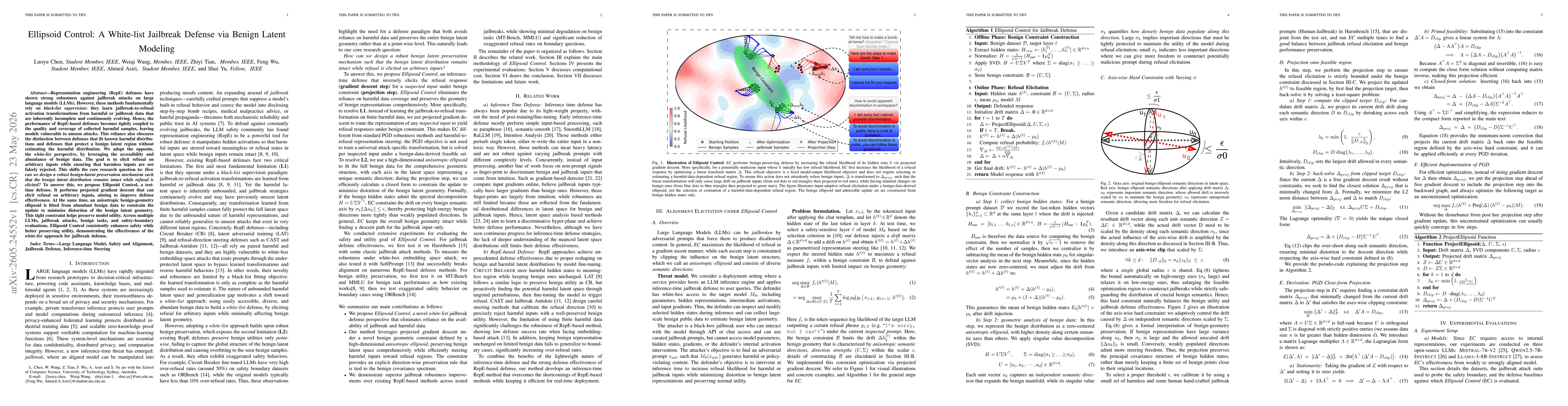 Thumbnail for Ellipsoid Control: A White-list Jailbreak Defense via Benign Latent Modeling