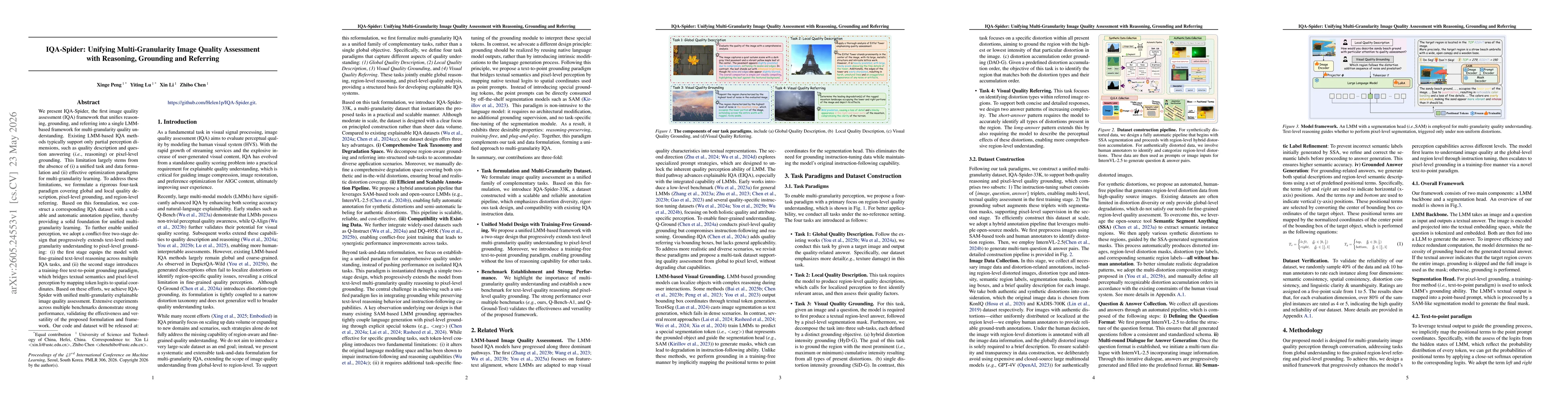 Thumbnail for IQA-Spider: Unifying Multi-Granularity Image Quality Assessment with Reasoning, Grounding and Referring