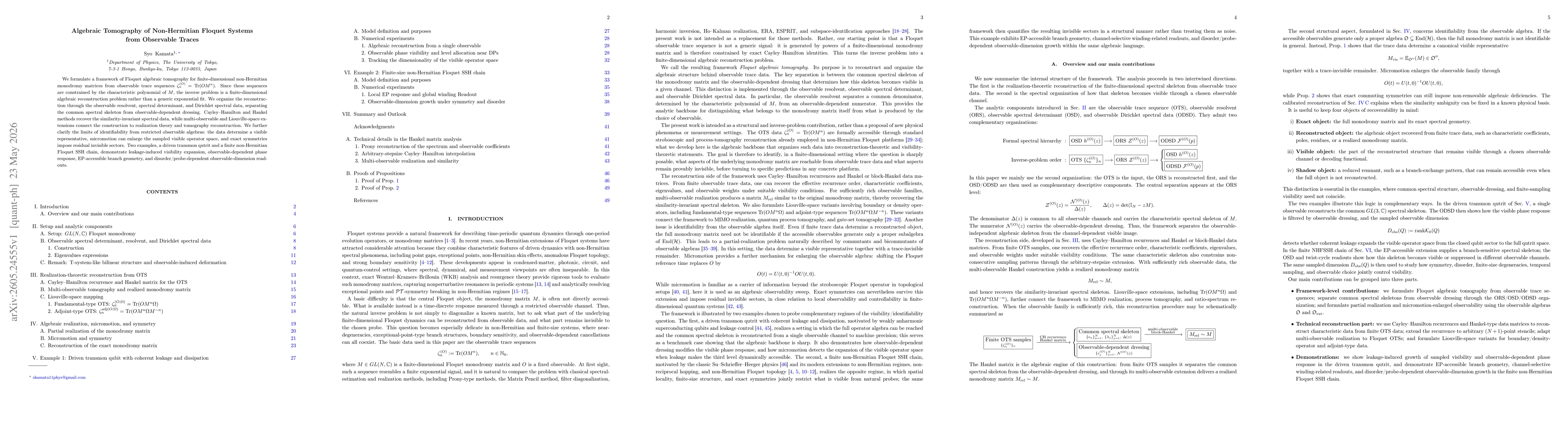 Thumbnail for Algebraic Tomography of Non-Hermitian Floquet Systems from Observable Traces