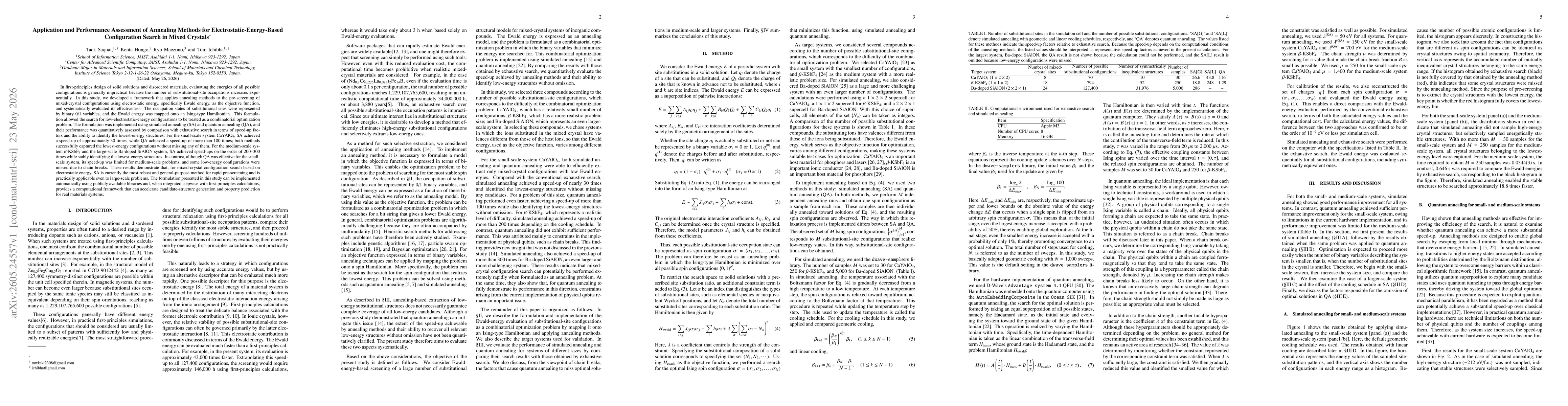 Thumbnail for Application and Performance Assessment of Annealing Methods for Electrostatic-Energy-Based Configuration Search in Mixed Crystals