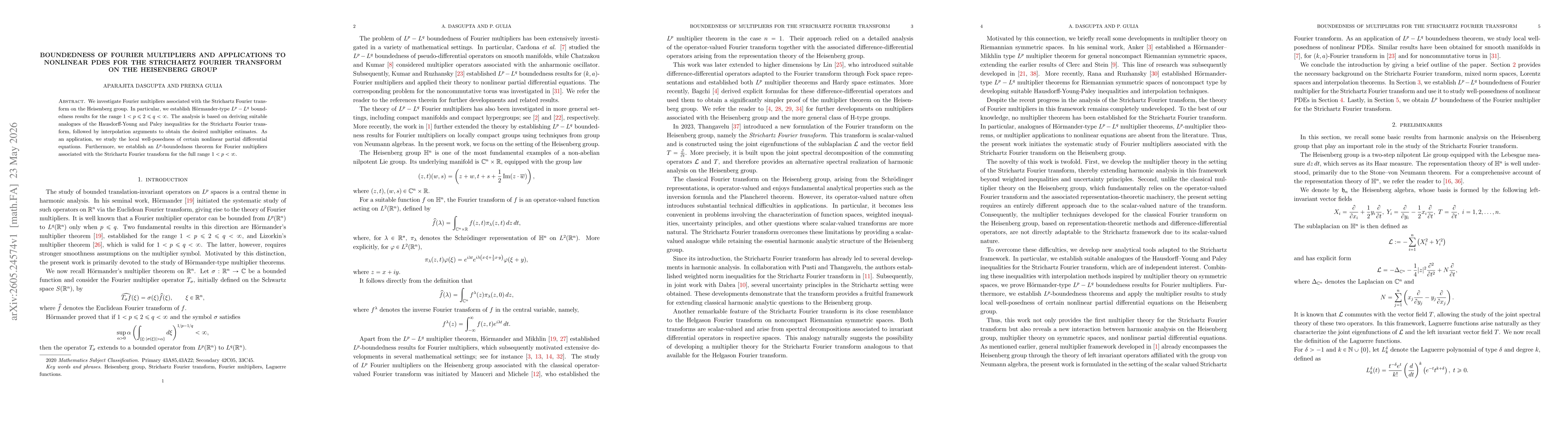 Thumbnail for Boundedness of Fourier Multipliers and Applications to Nonlinear PDEs for the Strichartz Fourier Transform on the Heisenberg Group