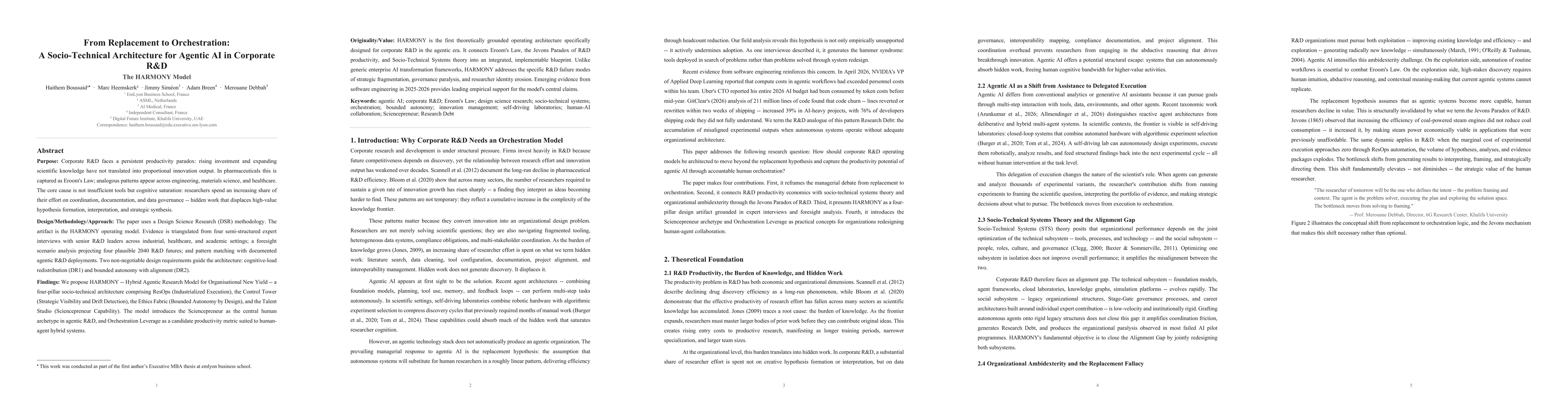 Thumbnail for From Replacement to Orchestration: A Socio-Technical Architecture for Agentic AI in Corporate R&D