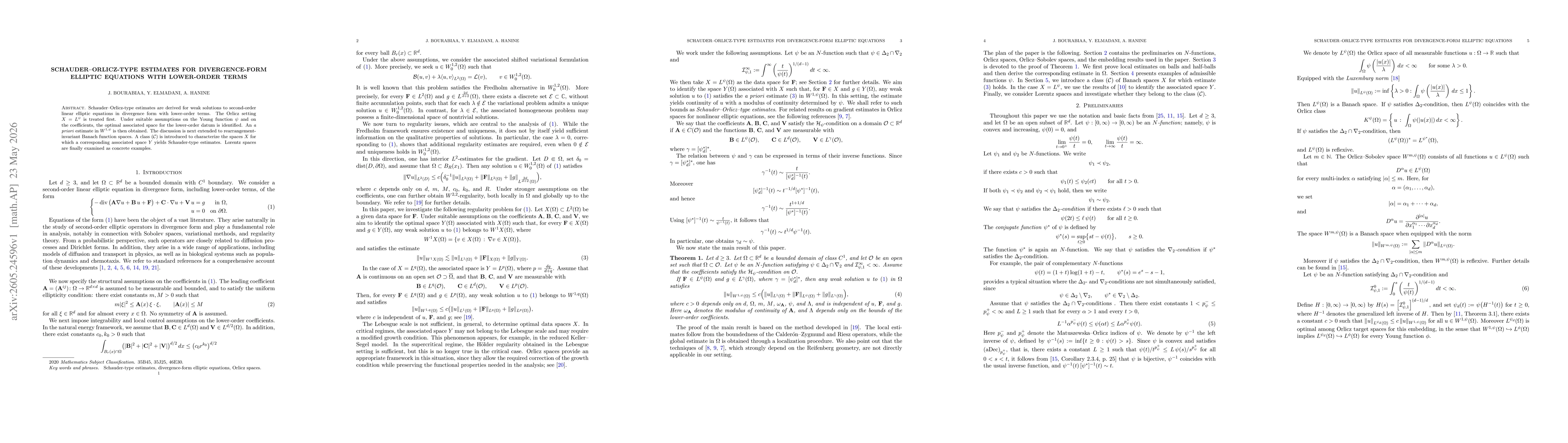 Thumbnail for Schauder--Orlicz-Type Estimates for Divergence-Form Elliptic Equations with Lower-Order Terms