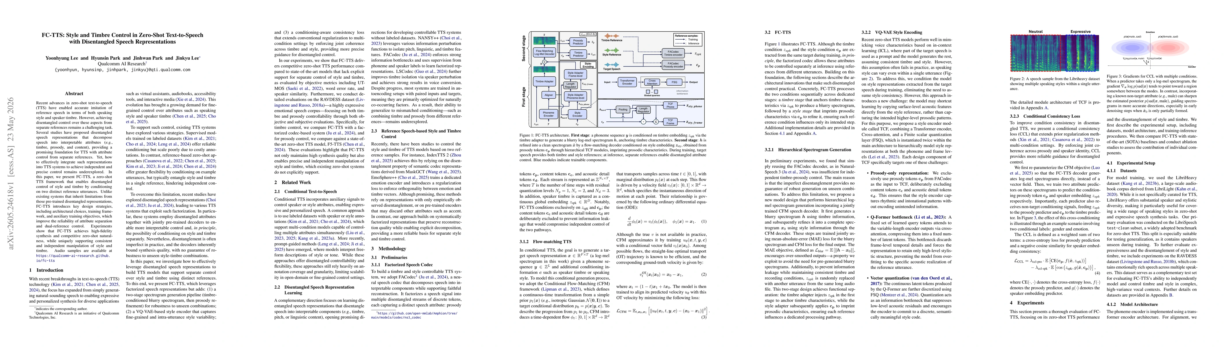 Thumbnail for FC-TTS: Style and Timbre Control in Zero-Shot Text-to-Speech with Disentangled Speech Representations