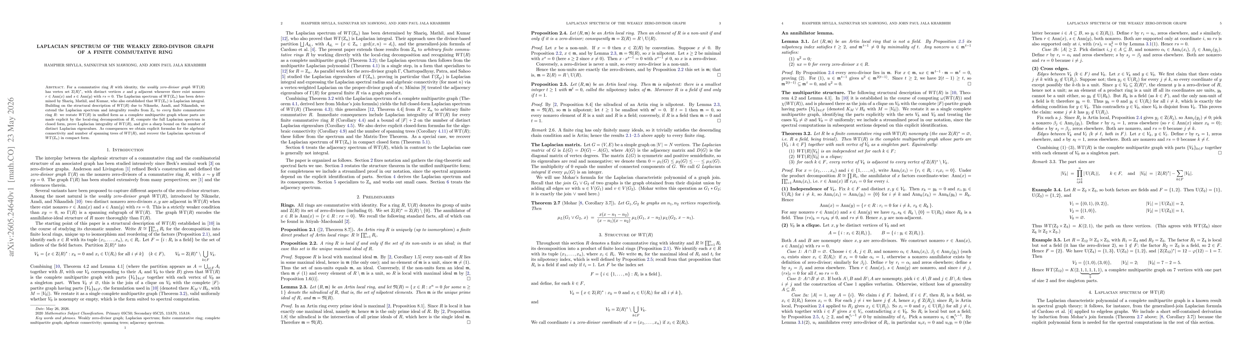 Thumbnail for Laplacian Spectrum of the Weakly Zero-Divisor Graph of a Finite Commutative Ring
