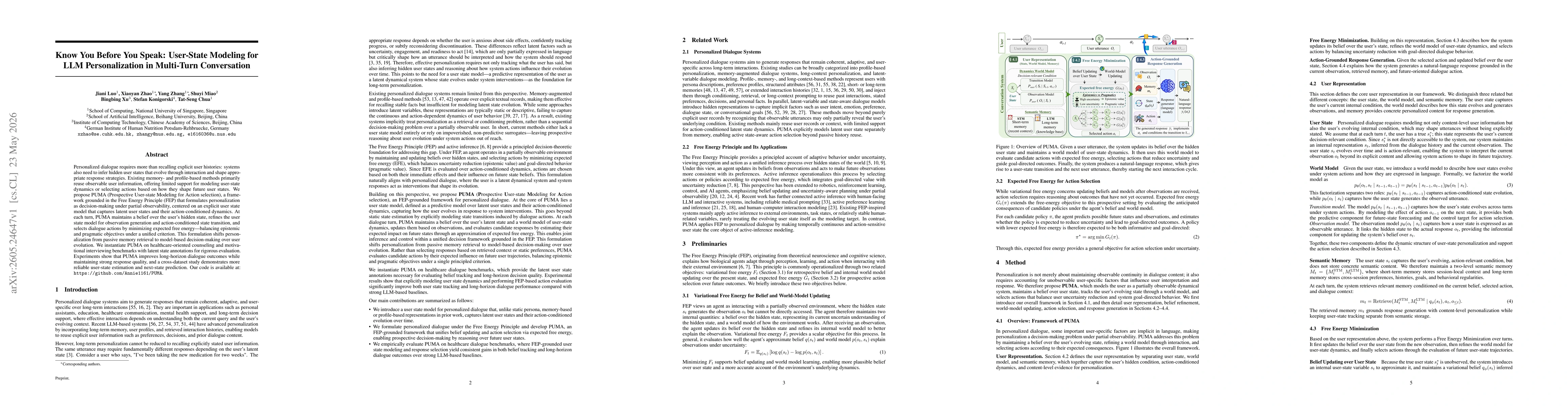 Thumbnail for Know You Before You Speak: User-State Modeling for LLM Personalization in Multi-Turn Conversation