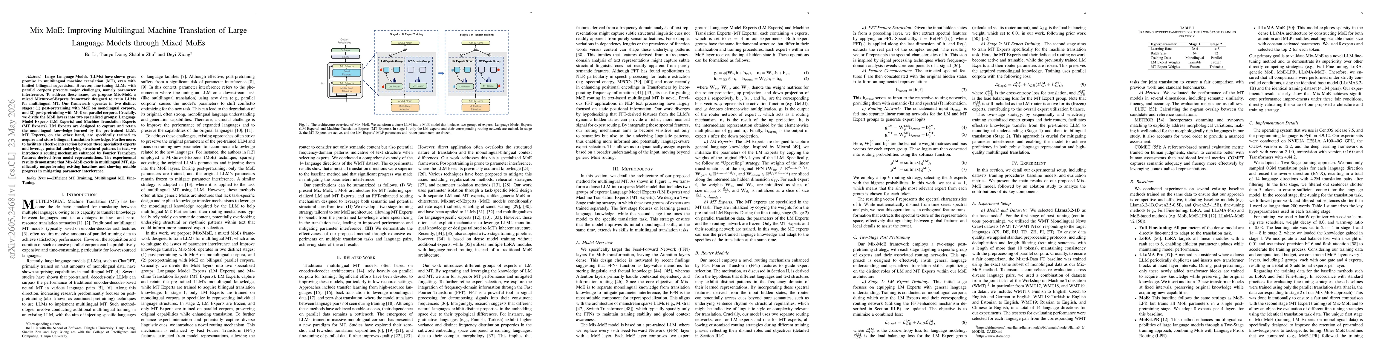 Thumbnail for Mix-MoE: Improving Multilingual Machine Translation of Large Language Models through Mixed MoEs