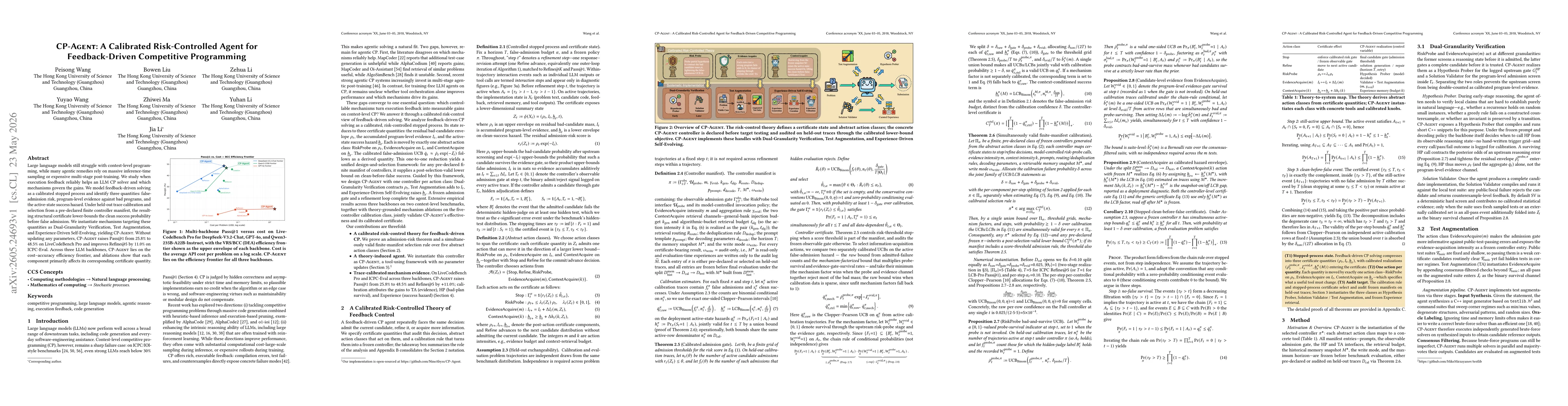 Thumbnail for CP-Agent: A Calibrated Risk-Controlled Agent for Feedback-Driven Competitive Programming