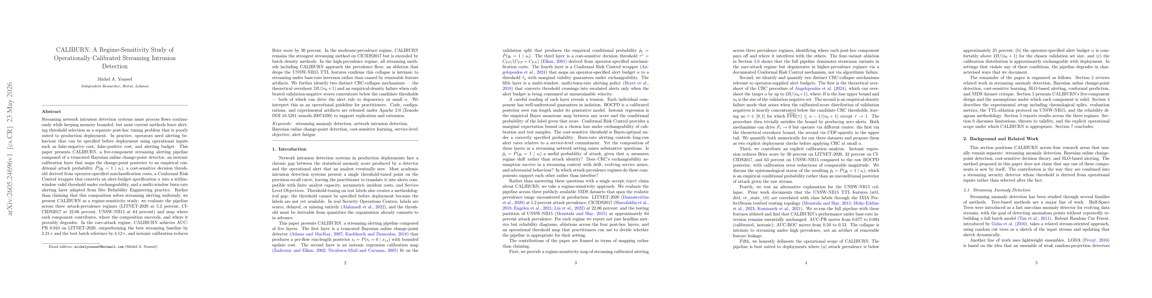 Thumbnail for CALIBURN: A Regime-Sensitivity Study of Operationally Calibrated Streaming Intrusion Detection