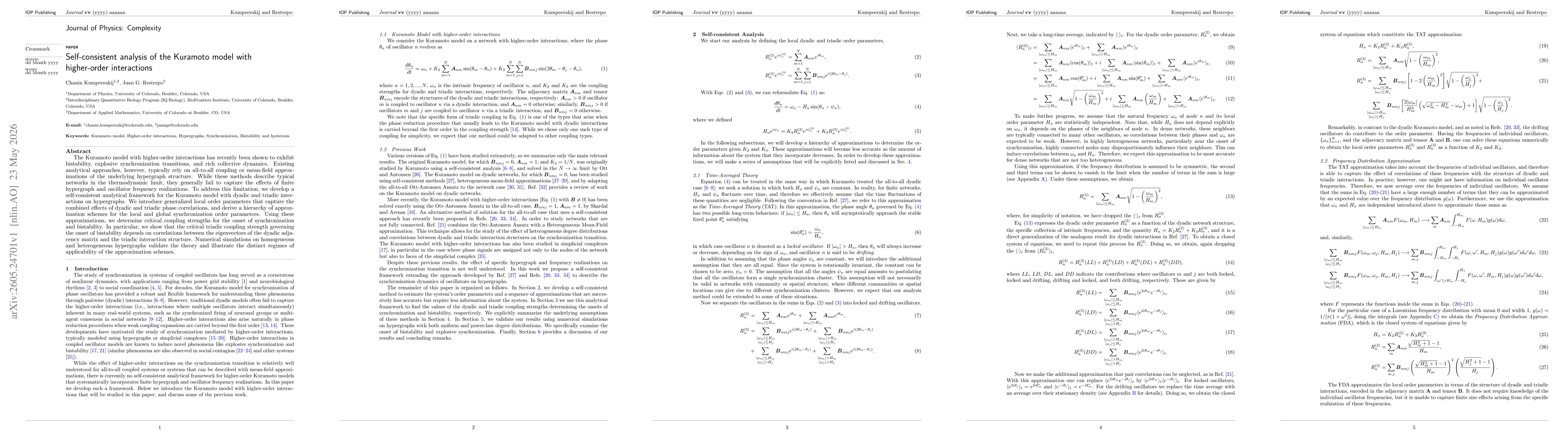 Thumbnail for Self-consistent analysis of the Kuramoto model with higher-order interactions