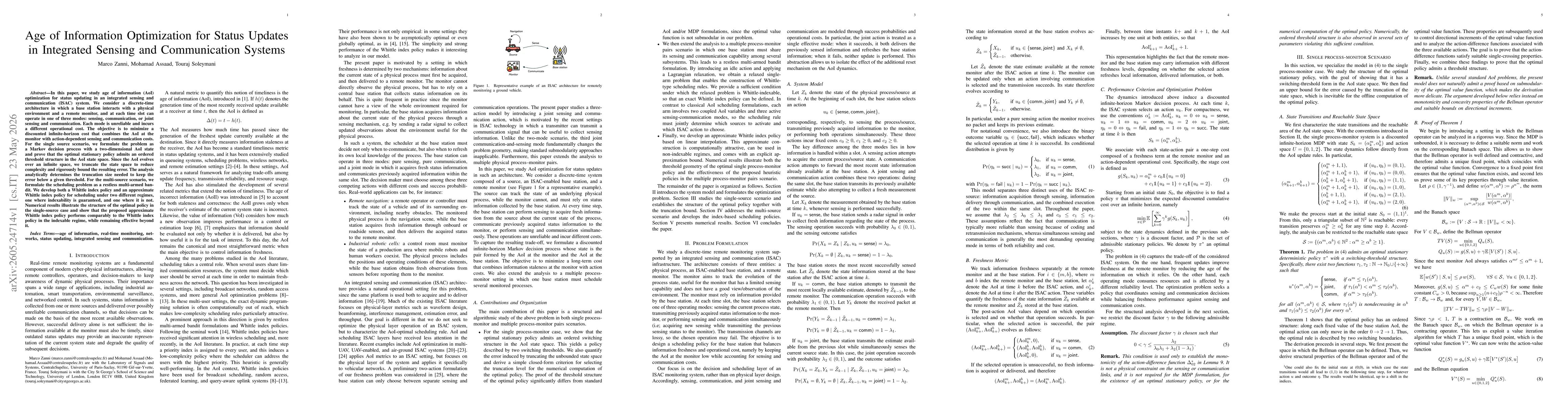 Thumbnail for Age of Information Optimization for Status Updates in Integrated Sensing and Communication Systems