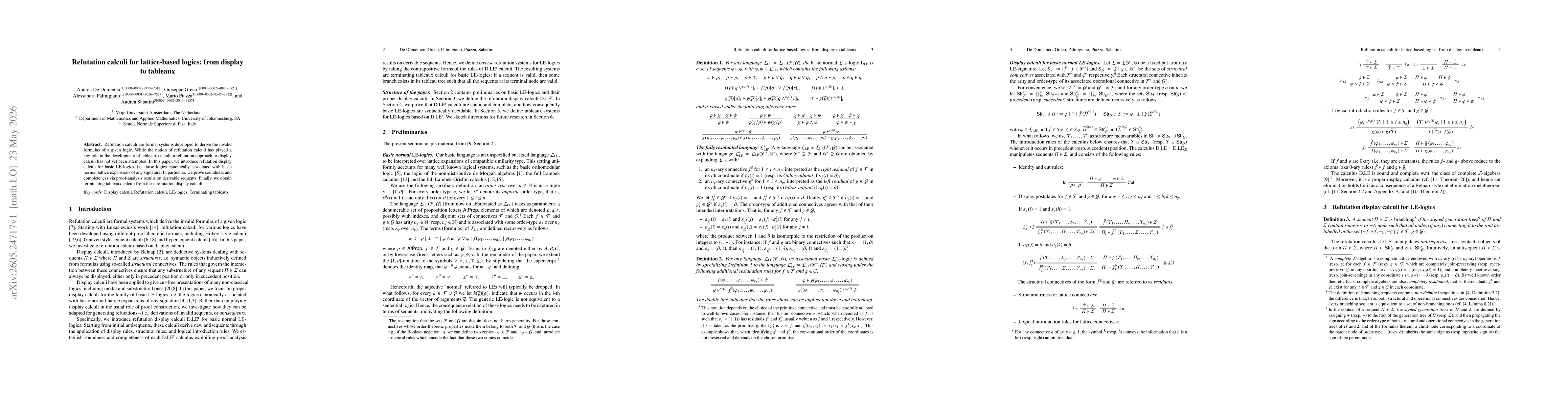 Thumbnail for Refutation calculi for lattice-based logics: from display to tableaux