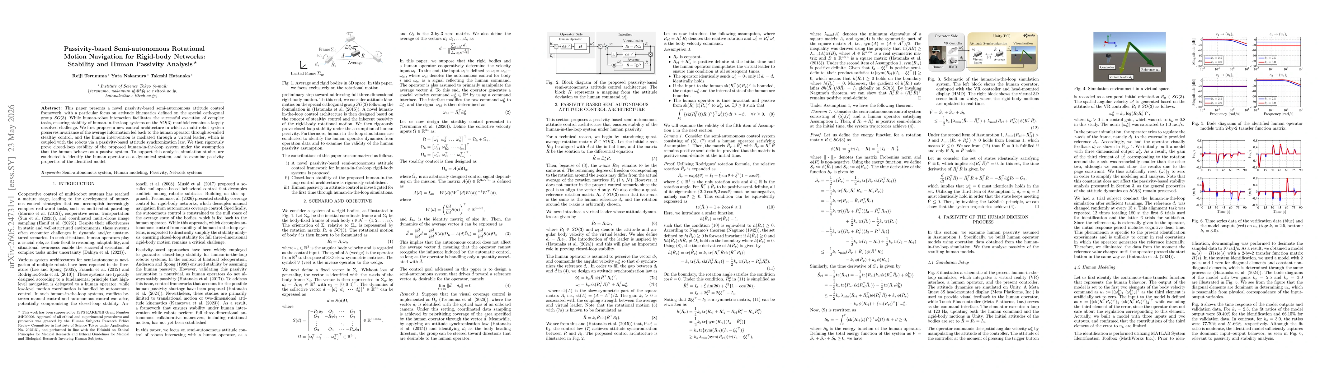 Thumbnail for Passivity-based Semi-autonomous Rotational Motion Navigation for Rigid-body Networks: Stability and Human Passivity Analysis