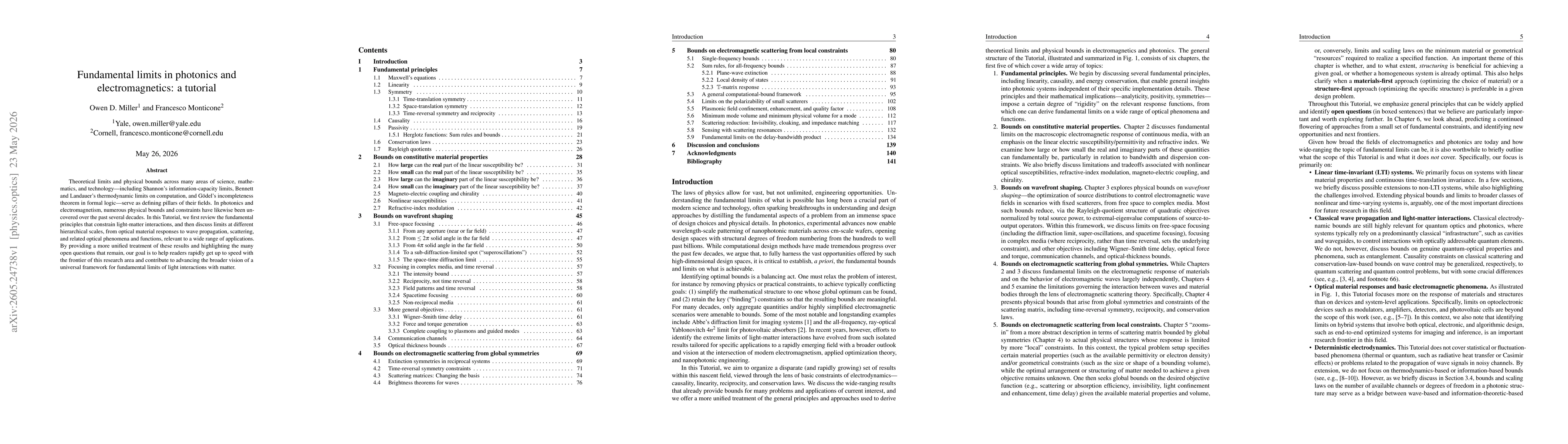 Thumbnail for Fundamental limits in photonics and electromagnetics: a tutorial