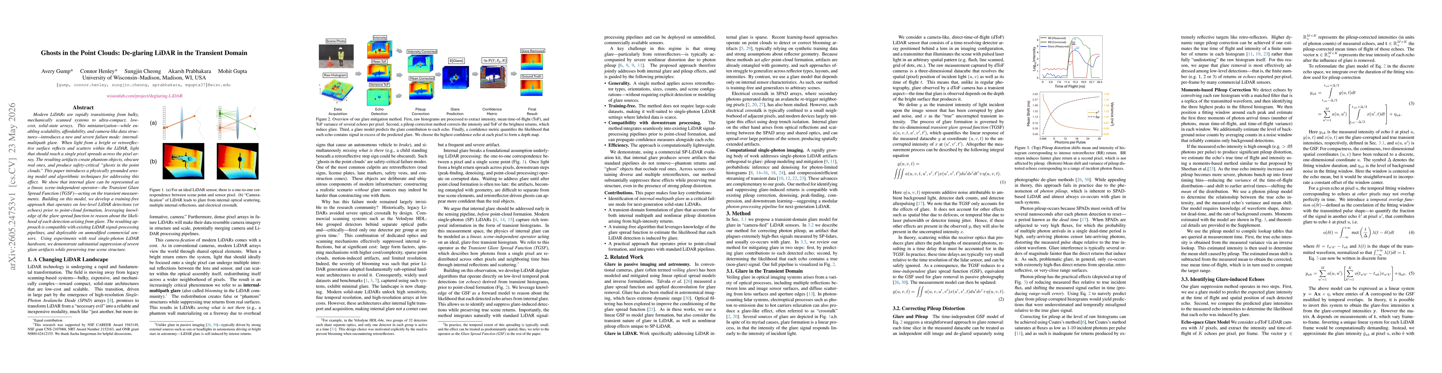 Thumbnail for Ghosts in the Point Clouds: De-glaring LiDAR in the Transient Domain