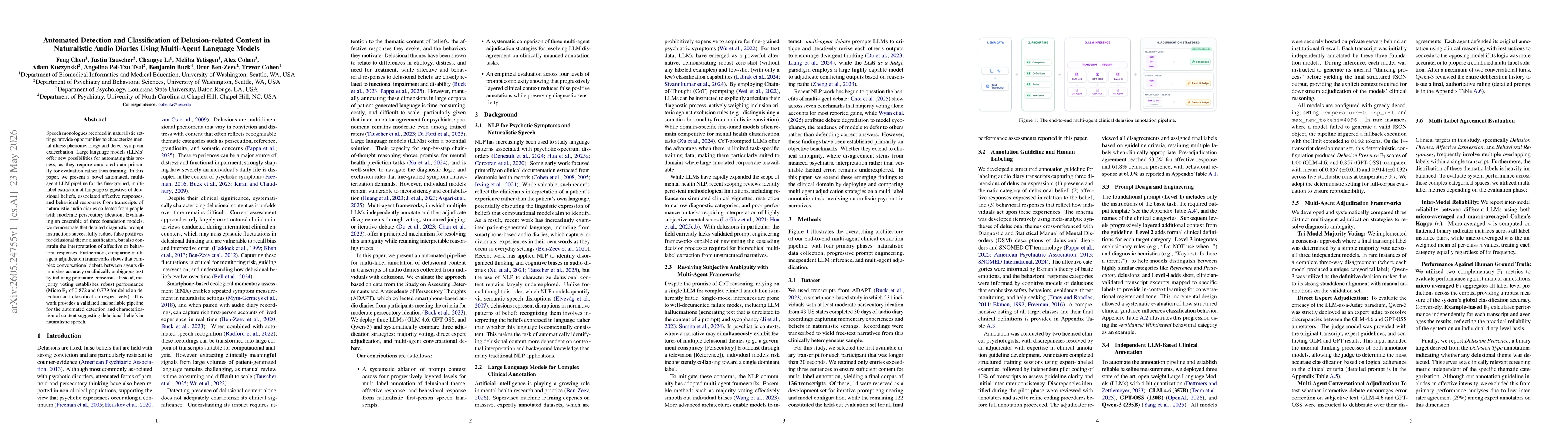Thumbnail for Automated Detection and Classification of Delusion-related Content in Naturalistic Audio Diaries Using Multi-Agent Language Models
