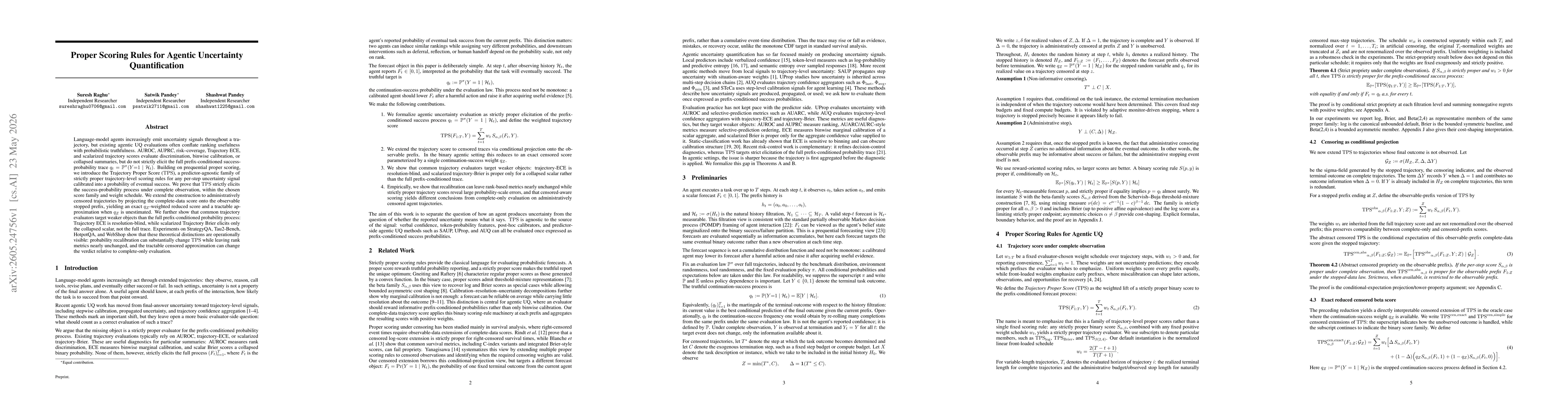 Thumbnail for Proper Scoring Rules for Agentic Uncertainty Quantification